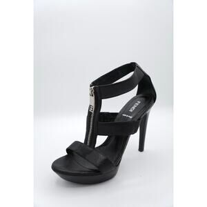 36.5 Fendi Black Leather Gladiator Platform Heel